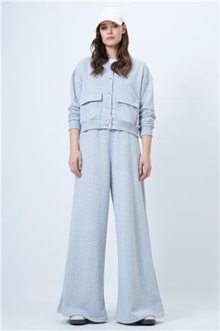 Kadın Grimelanj Çift Cepli Crop Ceket Ve Geniş Paça Pantolon Takım Alc-X14695