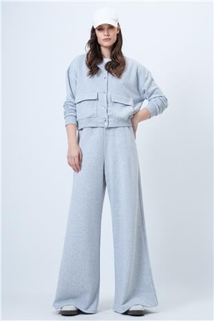 Kadın Grimelanj Çift Cepli Crop Ceket Ve Geniş Paça Pantolon Takım Alc-X14695