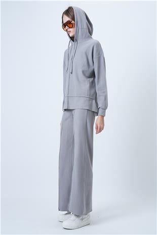 Kadın Grimelanj Kapüşonlu Çima Dikişli Sweatshırt Ve Pantolon Takım ALC-X14658