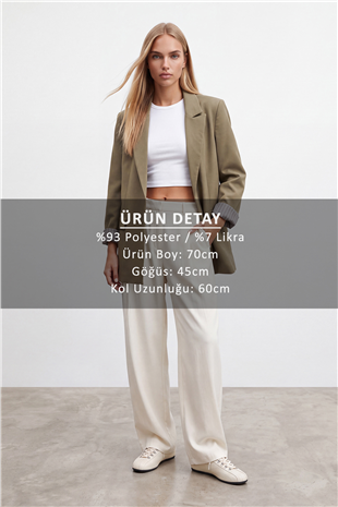 Kadın Haki Desenli Astarlı Blazer Ceket Alc-X15643