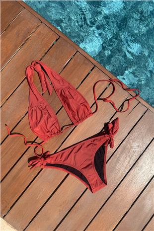 Kadın KAHVE Bağlamalı Straplez Bikini PRM0914