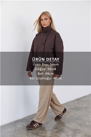 Kadın Kahve Dik Yaka Astarlı Regular Fit Ceket Alc-X15886