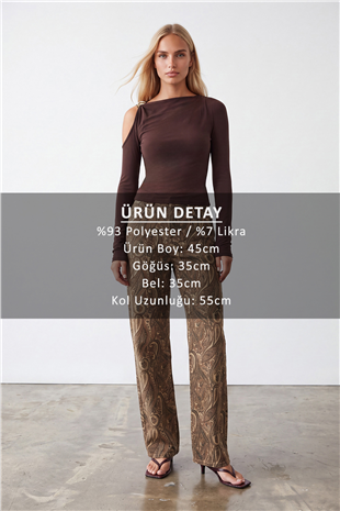 Kadın Kahve Gold Aksesuarlı  Scuba  Bluz Alc-X15776