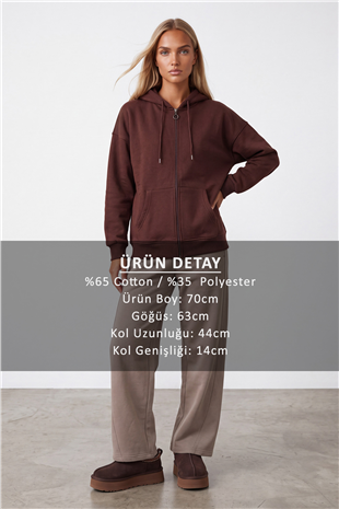 Kadın Kahve Üç İplik Şardonlu Oversize Sweatshirt Alc-X15945