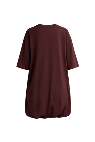 Kadın Kahverengi Balon Kesim Bisiklet Yaka Oversize T-Shırt Alc-X15248