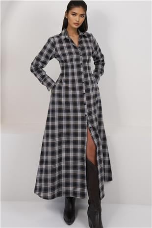 Kadın Kahverengi Çift Cepli Maxi Boy Pamuk Karışımlı Elbise Alc-X14912