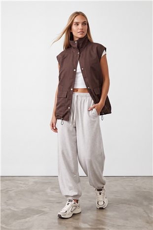 Kadın Kahverengi Oversize Trençkot Yelek Alc-X15621