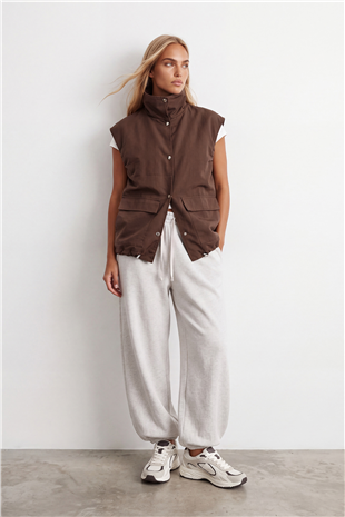 Kadın Kahverengi Oversize Trençkot Yelek Alc-X15621