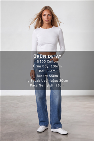 Kadın Koyu Mavi Yüksek Bel Bol Paça Wide Leg Jean Pantolon Alc-X15917