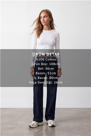 Kadın Koyu Mavi Yüksel Bel Regular Uzun Jean Pantolon Alc-X15869