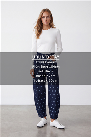 Kadın Lacivert Puantiyeli Jean Pantolon Alc-X15665
