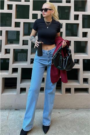 Kadın MAVİ 5 Cepli Palazzo Jean V00030-A