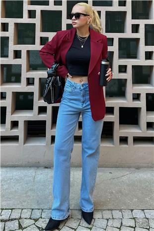 Kadın MAVİ 5 Cepli Palazzo Jean V00030-A