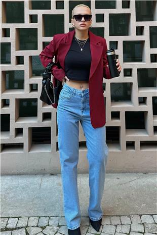 Kadın MAVİ 5 Cepli Palazzo Jean V00030-A