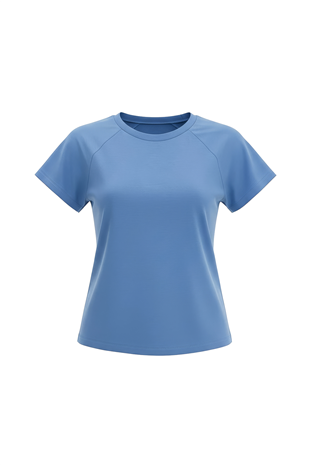 Kadın Mavi Bisiklet Yaka Reglan Kol Likralı Örme Bluz Alc-X15388