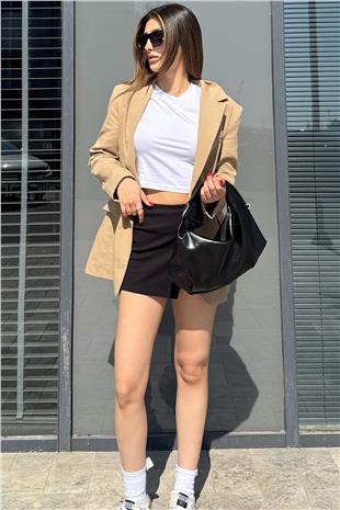 Kadın MİX Astarlı Blazer Ceketşort Etek Çanta Ve Crop Bluz Takım V00005
