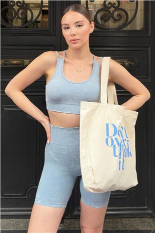 Kadın MİX Çapraz İpli Crop Bluz Ve Kısa Şort Tayt Ve Çanta Takım V00021