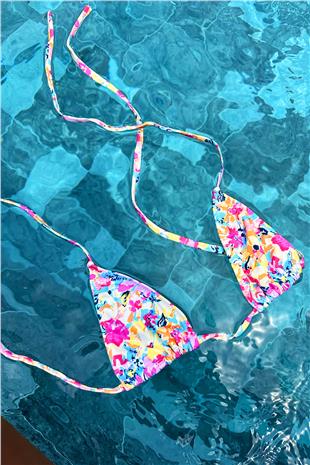 Kadın PEMBE Batik Desenli İpli Bikini PRM0909