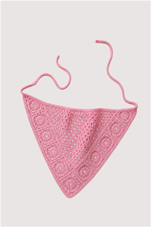 Pembe Çiçek Motifli Bandana Alc-X15560