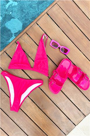 Kadın PEMBE Tek Omuz Damla Model Bikini PRM0916