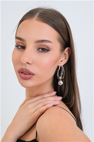 Kadın Silver Çelik Dönüştürülebilir Çelik Charm Küpe Alc-X15363