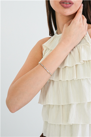 Kadın Silver Kombine Dorika Ve Silindir Çelik Zincir Bileklik Alc-X15355