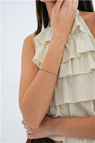 Kadın Silver Kombine Dorika Ve Silindir Çelik Zincir Bileklik Alc-X15355