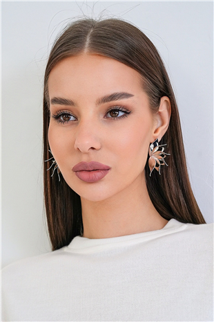 Kadın Silver Spiral Yaprak Çelik Tasarım Küpe Alc-X15364