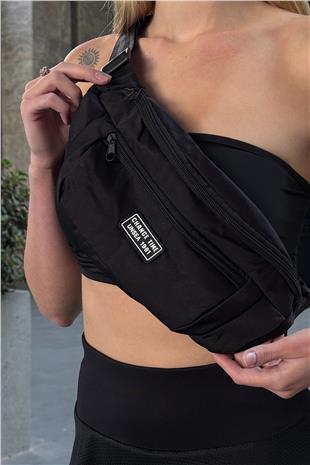 Kadın SİYAH Beli Lastikli File Detaylı Şort Etek V00023-A