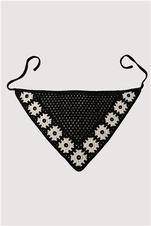 Siyah Çiçek Motifli Bandana Alc-X15560