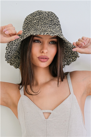 Kadın Siyah Hasır Örme Bucket Yazlık Şapka Alc-X15390