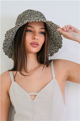 Kadın Siyah Hasır Örme Bucket Yazlık Şapka Alc-X15390