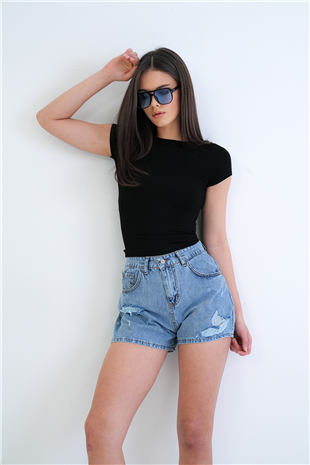 Kadın Siyah Kayık Yaka Basic Modal Bluz Alc-X15270