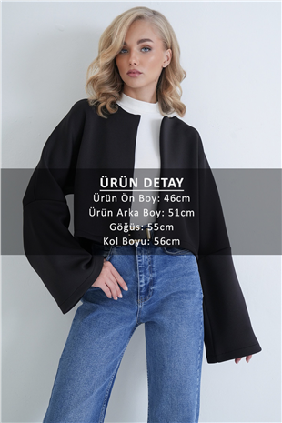 Kadın Siyah Önü Açık Kısa Astarsız Çelik Ceket Alc-X15882
