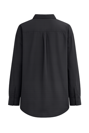 Kadın Siyah Oversize Uzun Dokuma Gömlek ALC-X6828