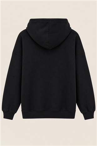 Kadın Siyah Üç İplik Şardonlu Oversize Sweatshirt Alc-X15945