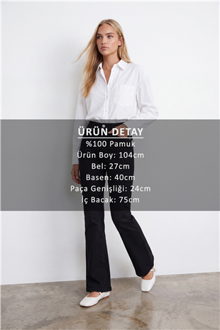 Kadın Siyah Yüksek Bel İspanyol Paça Gabardin Pantolon Alc-X15831