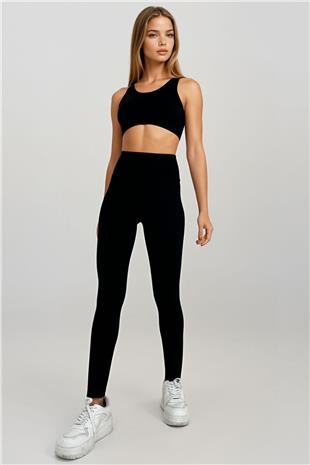 Kadın SİYAH Yüksek Bel Toparlayıcı Sıkılaştırıcı Tayt PRM0671