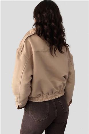 Kadın Taş Omuz Apoletli Dik Yaka Astarlı Düğmeli Ceket Alc-X15028