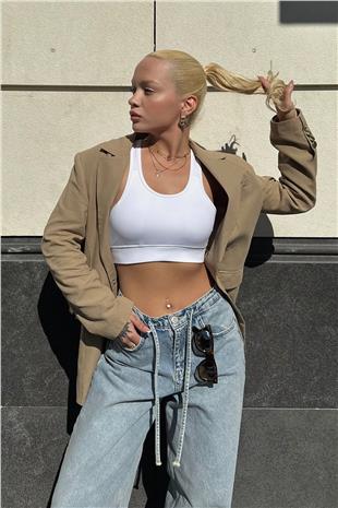 Kadın VİZON Astarlı Dgold Düğmeli Blazer Ceket V00005-A