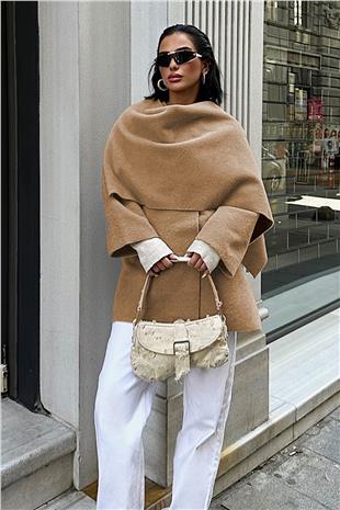 Kadın VİZON Yün Karışımlı Ceket VS00051