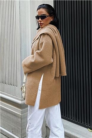 Kadın VİZON Yün Karışımlı Ceket VS00051