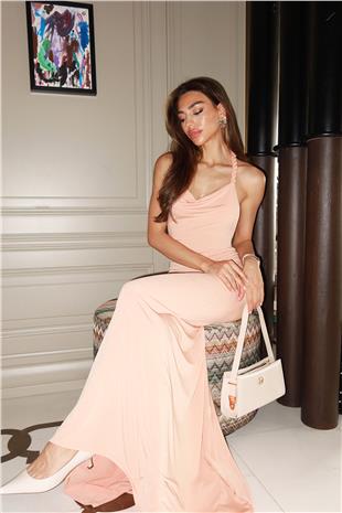 Kadın YAVRU AĞZI Tek Omuz Burgu Askılı Sandy Elbise V00041-A