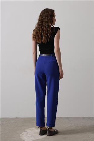 Kadın Saks Kemerli Havuç Pantolon VS00547