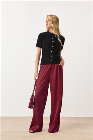 Kadın Siyah Kısa Kollu Düğmeli Triko Hırka VS00892