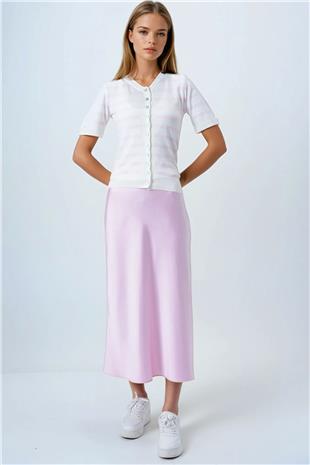 Kadın Pembe Kolsuz Bluz Ve Düğmeli Triko Hırka VS00850