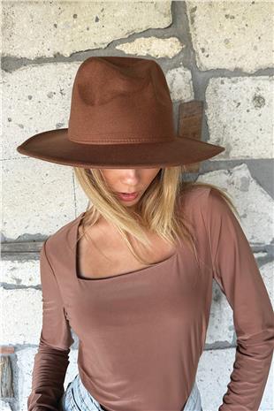 Kadın Kahverengi Kovboy Şapka ALC-X11086