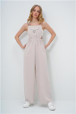 Kadın Taş Önü Cepli Askılı Halka Detaylı Aerobin Salopet Pantolon ALC-X13581