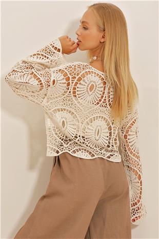 Kadın Bej Örgü Premium Kazak ALC-X10701