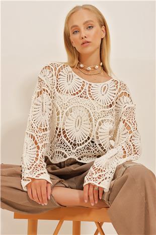 Kadın Bej Örgü Premium Kazak ALC-X10701